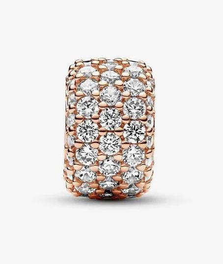 Immagine prodotto Pandora Charm scintillante a tre file di pavé (Lega metallica placcata oro rosa)