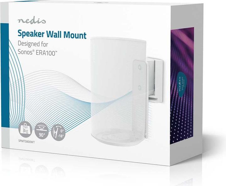 Produktbild Nedis Lautsprecherhalter - Kompatibel mit: Sonos Era100 - Wand - 3 kg - Drehgelenk/Neigung - kippbar (1 Stk., Wandmontage, Neigbar, Drehbar)