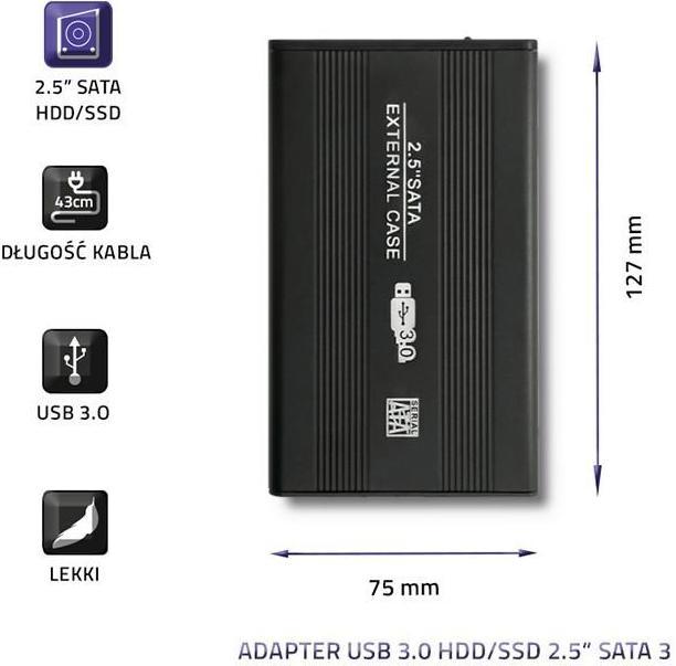 Produktbild Qoltec External Hard Drive Case HDD/SSD 2.5" SATA3 USB 3.0 Juodas (2.5")
