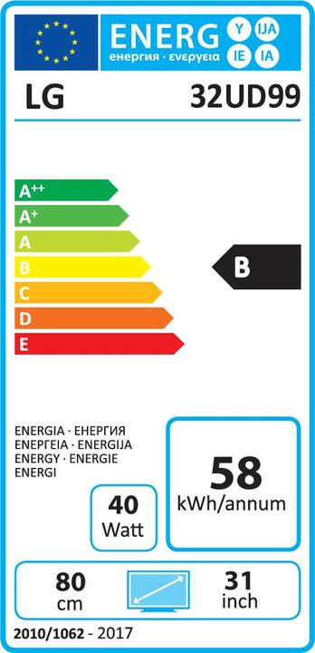 Energie-Label LG 32ud99-W (3840 x 2160 Pixel, 31.50")