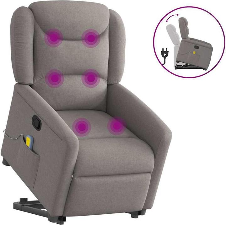 Actual product image VidaXL Massage chair with stand-up aid Taupe fabric