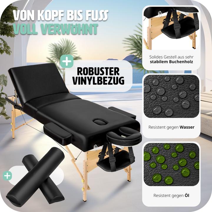 Produktbild tectake 3 Zonen Massageliege-Set Somwang mit 7,5cm Polsterung, Rollen und Holzgestell