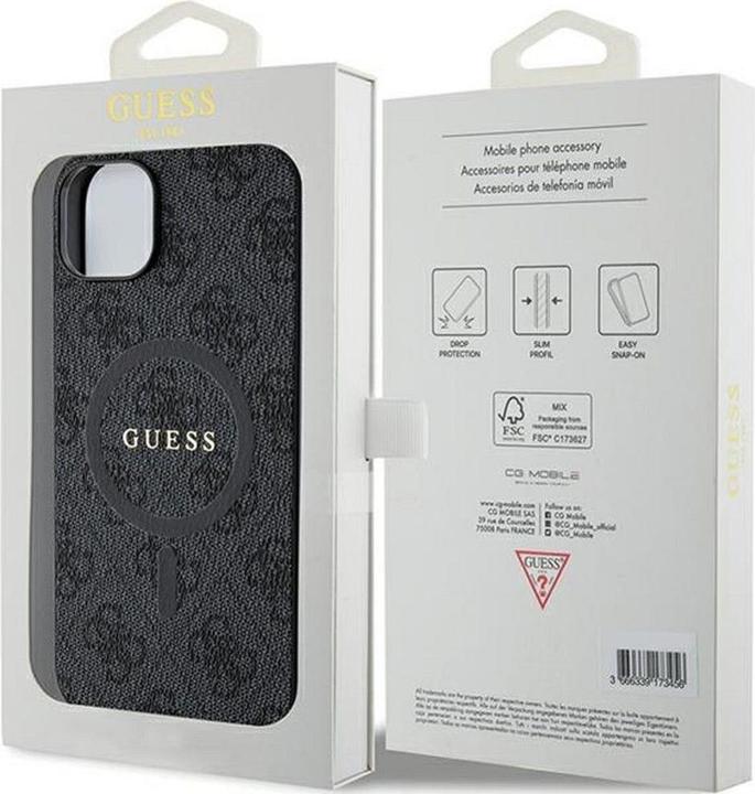 Produktbild Guess GUHMP14SG4GFRK iPhone 14 / 15 / 13 6.1" czarny/black hardcase 4G Collection Leather Metal Logo (Apple iPhone 14, Apple iPhone 15, Apple iPhone 13)