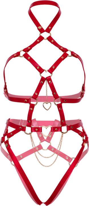 Produktbild Leg Avenue Veganes Leder-Harness mit Herzringnieten (S)