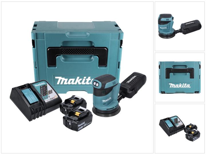 Produktbild Makita DBO 180 RFJ Akku Exzenterschleifer 18 V 125 mm + 2x Akku 3,0 Ah + Ladegerät + Makpac (Exzenterschleifer)