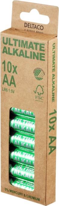 Actual product image Deltaco Ultimate Alkaline batteries, L (10 pcs., AA)