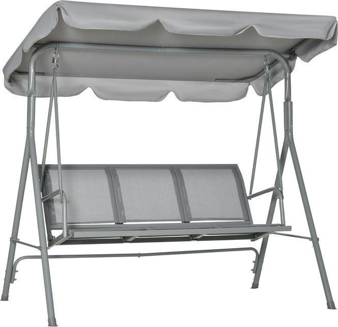 Image du produit Swisshandel24 Hollywood swing Balançoire de jardin 3 places Banc de balançoire avec toit Métal Gris+Argent 170 x
