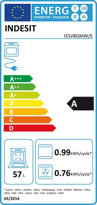 Energie-Label Indesit IS5V8GMW / E Electric stove