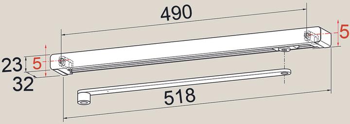 Actual product image Dormakaba Guide rail with lever G-N XEA (Room door, Entrance door, Wooden door, French window)