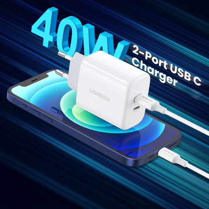 Actual product image Ugreen USB-C+USB-C 40W PD Wall Charger EU (40 W)