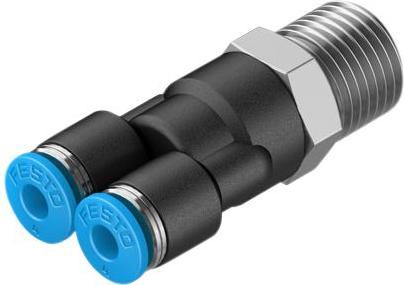 Actual product image Festo Y-fitting, compressed air, brass, 43.4mm, R1/4″, grub screw (Closing cap)