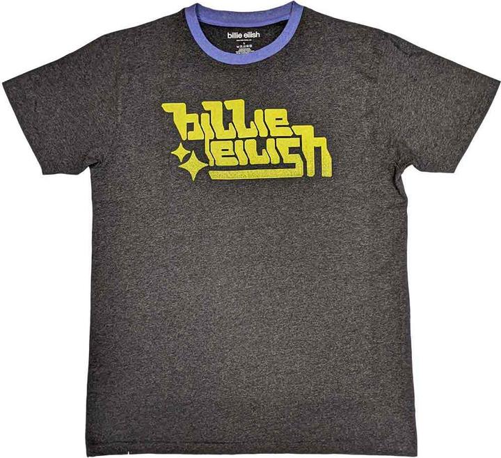 Produktbild Billie Eilish Green Logo Ringer Unisex Charcoal T-Shirt S (S)
