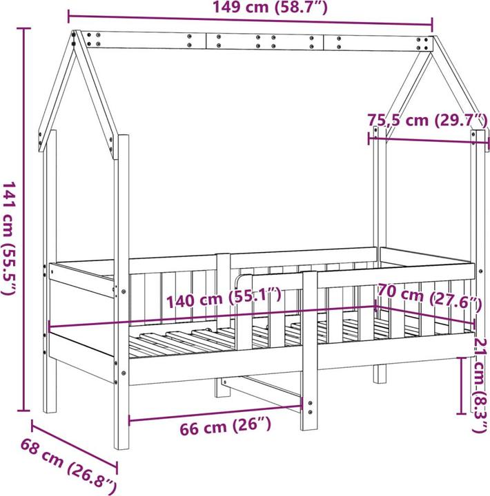 Valori nutrizionali e ingredienti VidaXL Letto per bambini Letto a casetta 70 x 140 cm (70 x 140 cm)