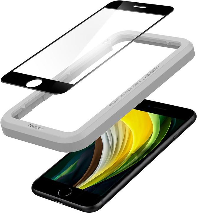 Produktbild Spigen tempered glass ALM GLASS FC for iPhone 7 / 8 / SE 2020 / SE 2022 black (1 Stück, LG K8 2017, Apple iPhone SE (2nd Gen))