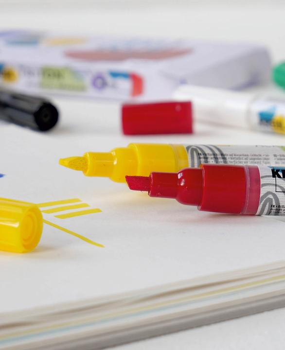 Produktbild Solo Goya Triton Acrylic Paint Marker 6er Set (Echtgelb hell, Schwarz, Weiss, Kirschrot, Ultramarinblau, Permanentgrün, 4 mm, 6 x)