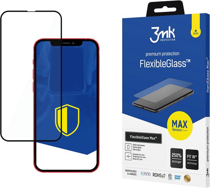Actual product image 3MK hybrid glass Flexible 2.5D Max for iPhone 12 / 12 Pro black frame (1 Piece, Apple iPhone 12, Apple iPhone 12 Pro)