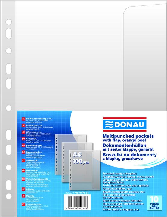 Produktbild Donau Prospekthüllen mit klappe, pp, a4, orangenhaut, 100 mikron, 10er-pack (10 x)