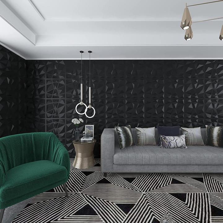 Actual product image Art3d Textured 3D Wall Panels (Black, 12 pcs) (50 x 50 cm)