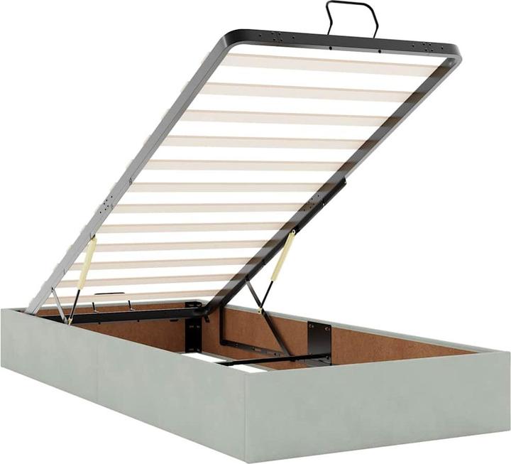 Actual product image VidaXL Ottoman bed with mattress light grey 90x200 cm velvet (90 x 200 cm)