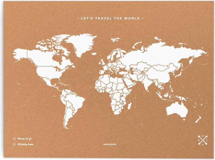 Woody Map Weltkarte L (Pinnwand, Weltkarte, 60 x 45 cm)