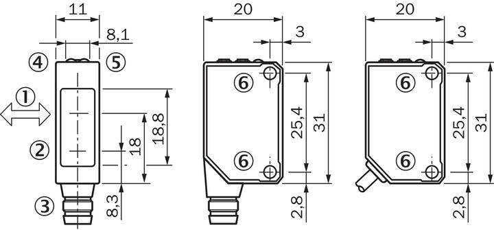 Produktbild Sick WTB8L-P2131 Miniatur-Lichtschranken, WTB8L-P2131 WTB8LP2131