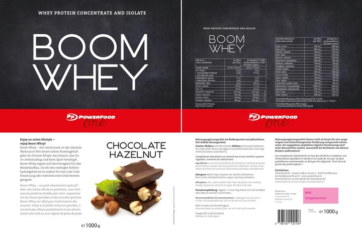 Produktbild PowerFood One Boom Whey (Chocolate Hazelnut, 1 Stk., 1000 g)