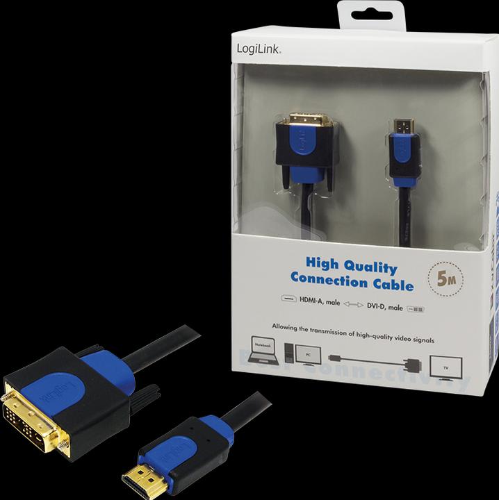 Produktbild LogiLink HDMI (Typ A) — DVI (5 m, DVI, HDMI)