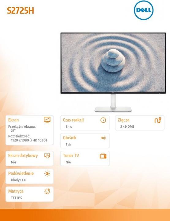 Actual product image Dell S2725H (1920 x 1080 pixels, 27")