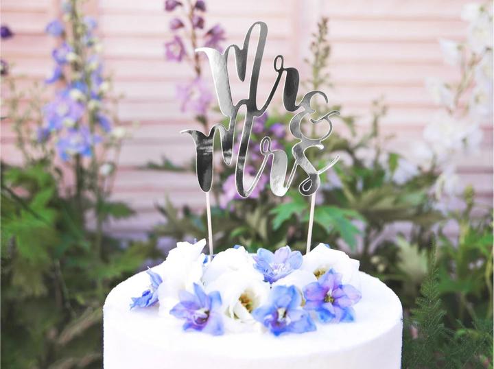 Produktbild Partydeco Kuchen-Topper Mr & Mrs 25.5 cm, 1 Stück, Silber