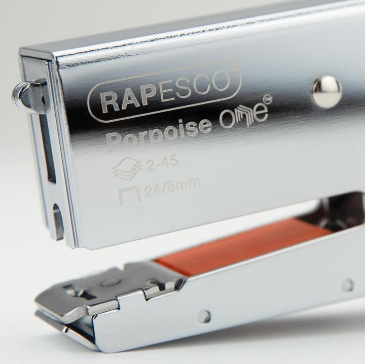 Actual product image Rapesco Stapling plier Porpoise ONE, chrome Stapling capacity: 45 sheets, insertion depth: 59 mm, for staple (45 Sheets)