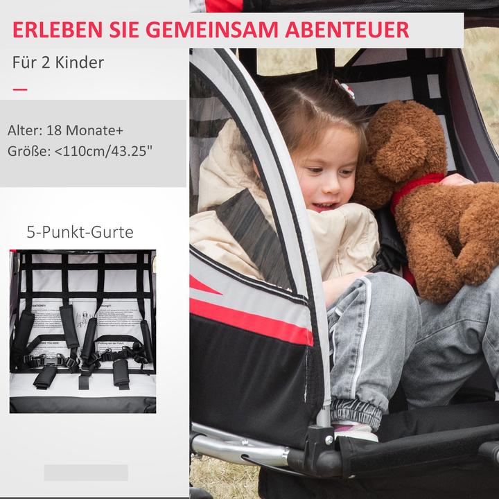 Immagine prodotto Homcom Rimorchio per bicicletta per bambini con borsa per riporre i bagagli