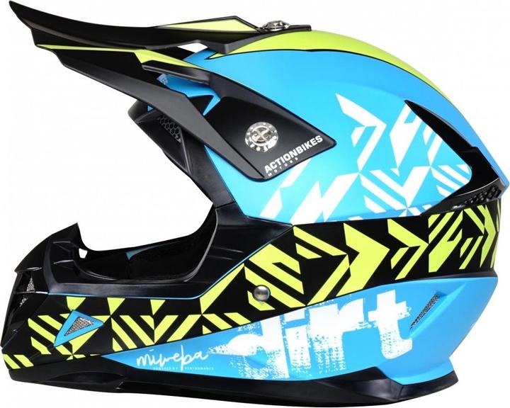 Produktbild Actionbikes Motors Kinder Cross Helm ECE R22-05-Norm Kinderhelm Motorradhelm Quadhelm Crosshelm (Blau S (55-56cm))