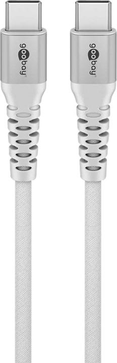 Produktbild Goobay USB-C-auf-USB-C-Textilkabel mit Metallsteckern, 2 m, weiss (2 m, USB 2.0)