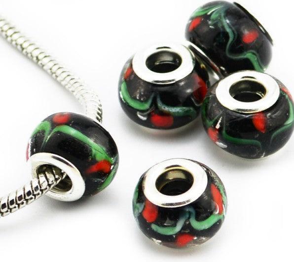 Actual product image Hermex Glass Bead Silver Plated 925 - Silvery Black (Glass, 925 silver)
