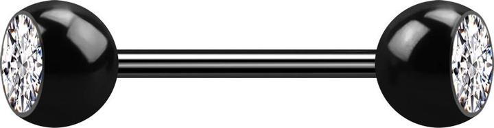 Produktbild Star Piercing Micro Barbell schwarz mit zwei Kugeln Kristall silber (Chirurgenstahl 316L, ohne Messing)