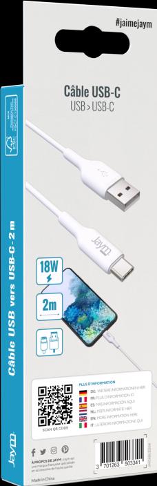 Actual product image Jaym USB to Type-C 2.4A 2M charging and data synchronisation cable (2 m, USB 3.2 Gen 1)