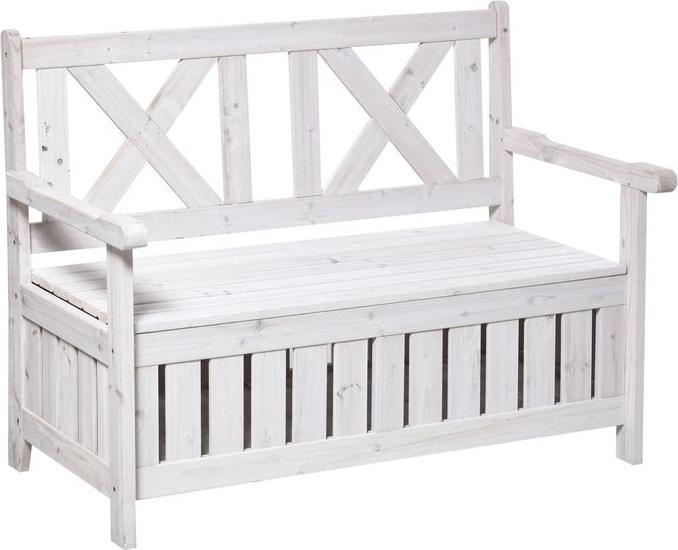 Swisshandel24 Gartensitzbank 2-Sitzer mit Stauraum Tanne 115x61x85 cm
