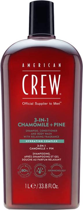 American Crew 3-in-1 Chamomile & Pine Shampoo, Conditioner & Body Wash (450 ml, Flüssiges Shampoo)