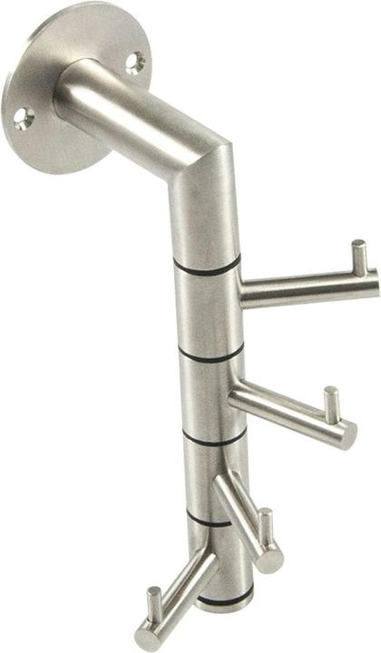 Actual product image Siro Kelvin wall coat rack 4 swivelling hooks, height 208 mm, fine polished stainless steel