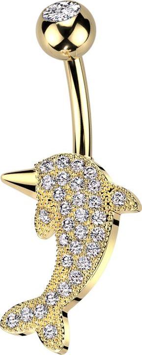 Immagine prodotto Star Piercing Banana placcata oro con cristallo a sfera placcato oro argento e cristalli a delfino argento (Acciaio chirurgico 316L, Ottone)