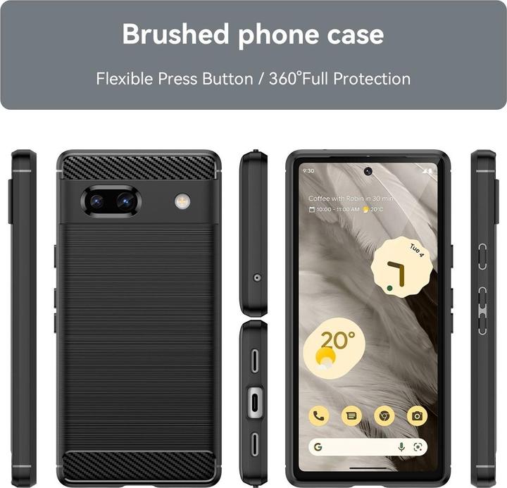 Produktbild König Design Hülle Handy Schutz für Google Motorola Samsung Xiaomi Case Cover Carbon Optik (Google Pixel 7a)