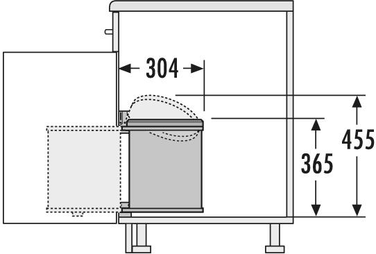 Actual product image Hailo Waste bin 3515071 Mono swivel bin 15 litre built-in from 40 cm base cabinet with hinged door (15 l)