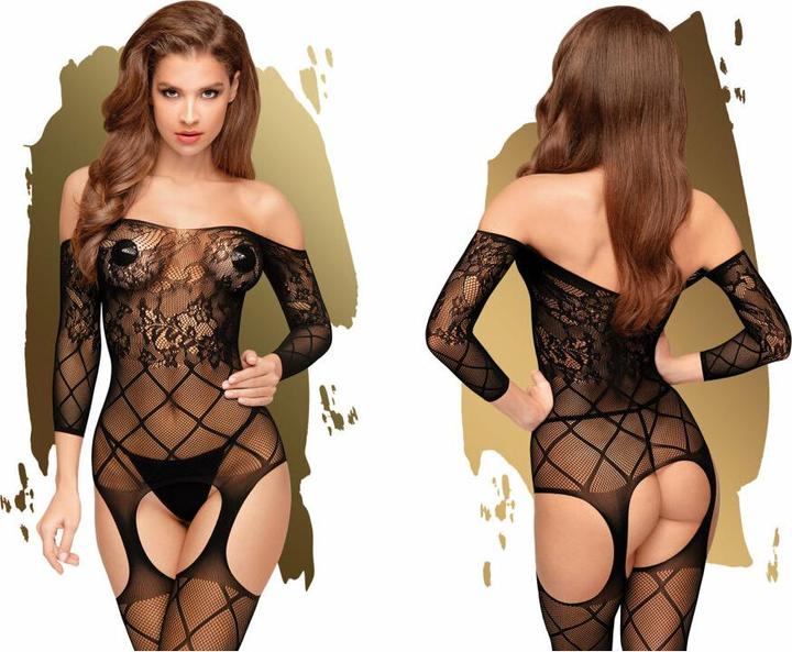 Actual product image Penthouse Lingerie Top-notch - Long-sleeved lace bodystocking with criss cross det (XL)