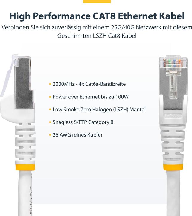 Produktbild StarTech com NLWH-12M-CAT8-PATCH, 12 m, Cat8, S/FTP (S-STP), RJ-45, RJ-45 (S/FTP, CAT8.2, 12 m)