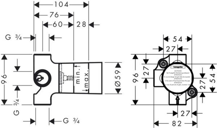 Produktbild hansgrohe Grundkrper Trio Universal Absperr- u. Umstellventil DN20 15981180