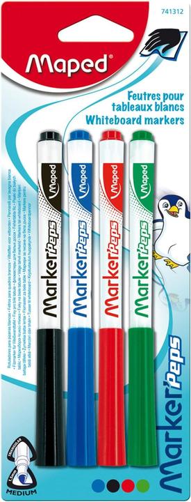 Maped Whiteboard Markers (Red, Black, Blue, Green, 1.50 mm, 4 x)