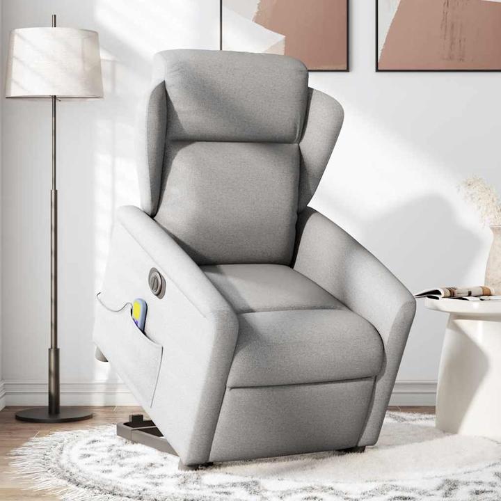 Actual product image VidaXL Massage chair with stand-up aid electric cloud grey fabric