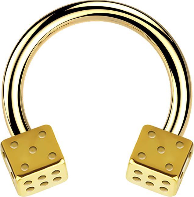 Actual product image Star Piercing Gold-plated circular barbell with two cubes (without brass, Surgical steel 316L)
