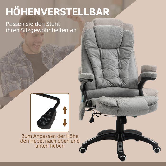 Image du produit Swisshandel24 Chaise de bureau avec fonction massage et chaleur, ergonomique, 6 points de massage, gris