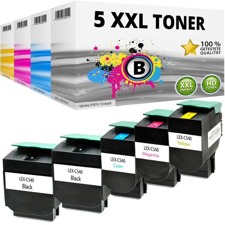 Actual product image Druckfuxx 5x XL Toner für LEXMARK CX543DN X544DN X544DTN X544DE X544N SPAR SET X